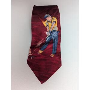 Terry Rose Golf Tie Silk Tee Shot Red Dad Necktie Office Novelty Gift